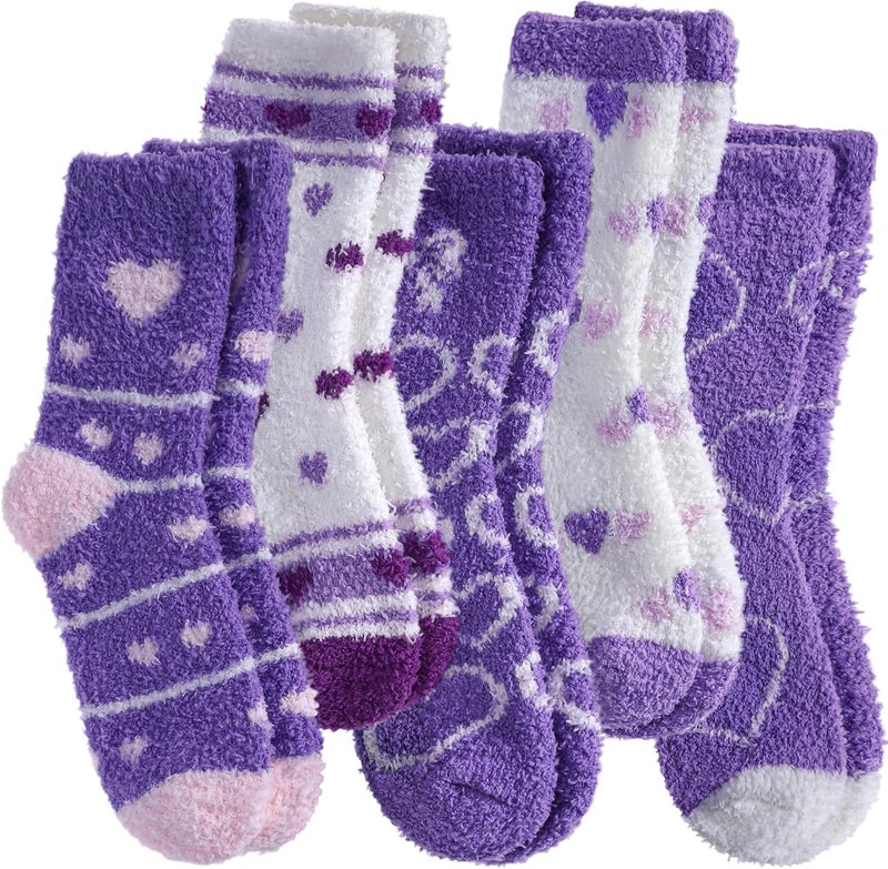 SDBING Fuzzy Socks for Women Soft Fluffy Home Sleeping Socks Cozy Warm Slipper Socks 6 or 5 Pairs - Image 1